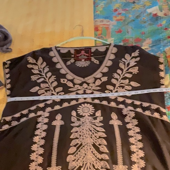 JOHNNY WAS linen dress, black with cream embroidery. Size XXL—1X. Beautiful!